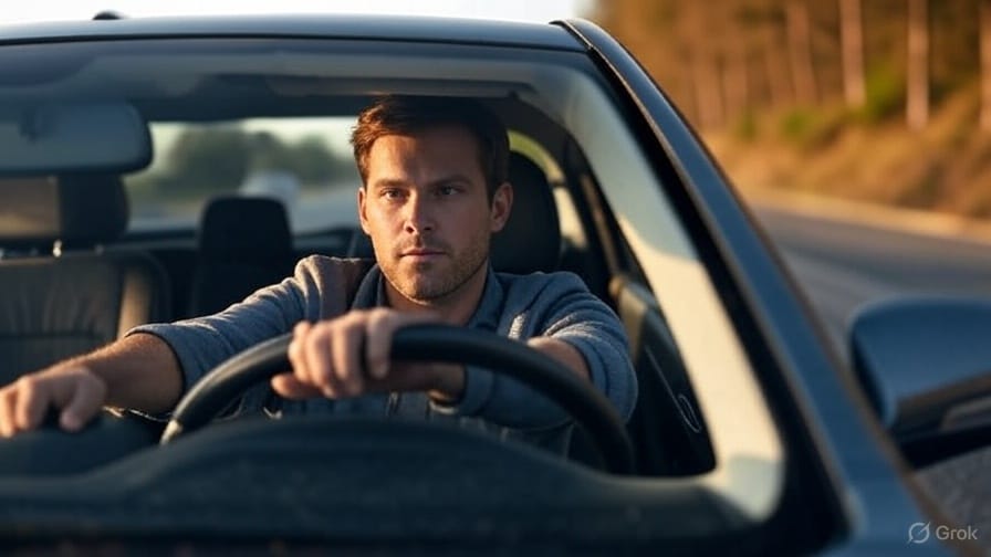 un convoyeur de voiture au volant de son véhicule