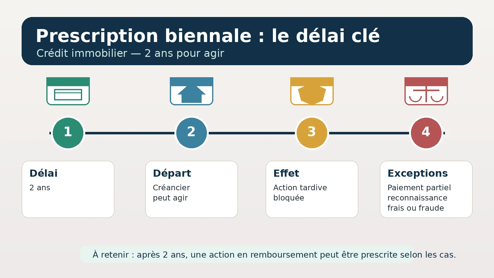 infographie sur la prescription biennale crédits immobiliers et le délai de deux ans